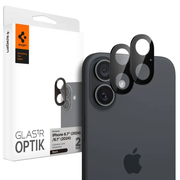 Spigen - Optik.tR Camera Glass (2 pack) - iPhone 16 / iPhone 16 Plus - Black