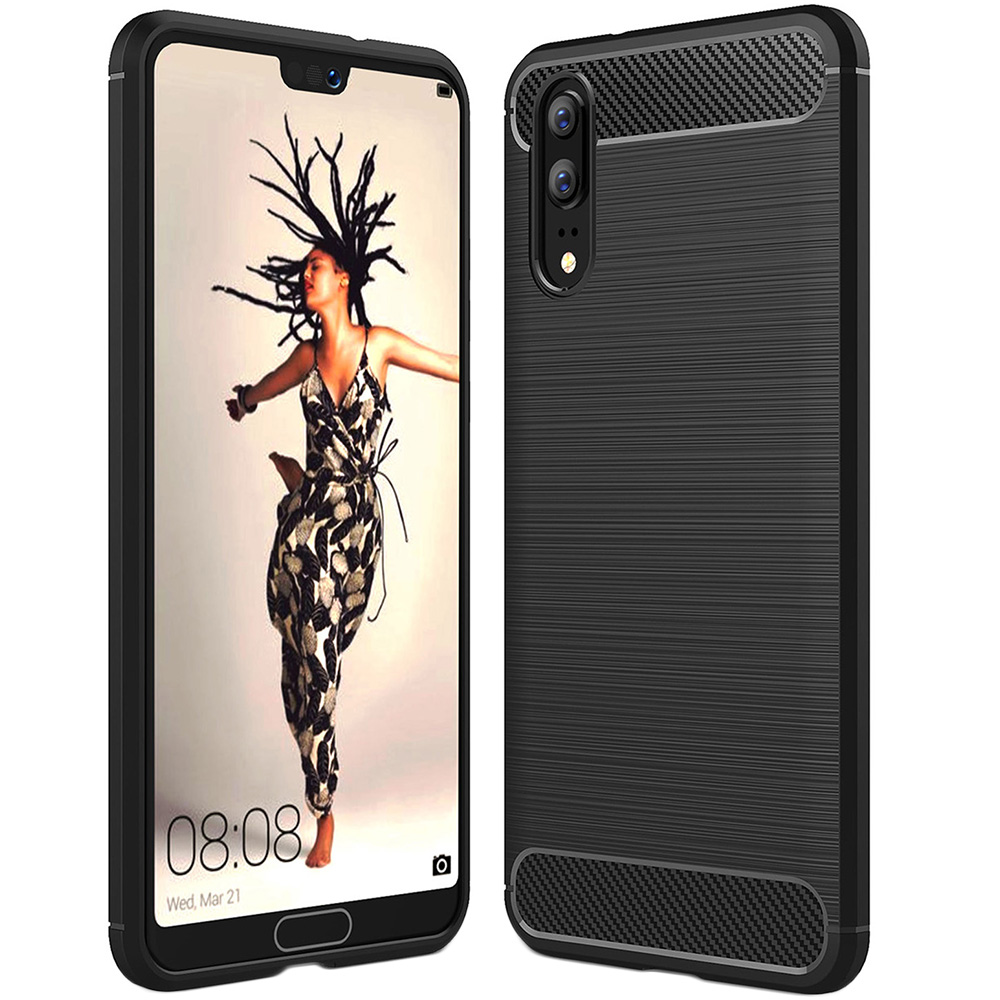 Techsuit - Carbon Silicone - Huawei P20 - Black