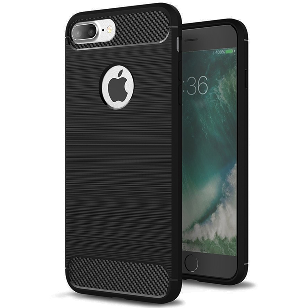 Techsuit - Carbon Silicone - iPhone 8 Plus - Black