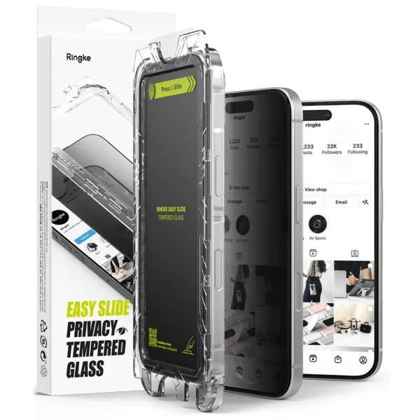 Ringke - Easy Slide Tempered Glass (2 pack) - iPhone 16 Pro - Privacy