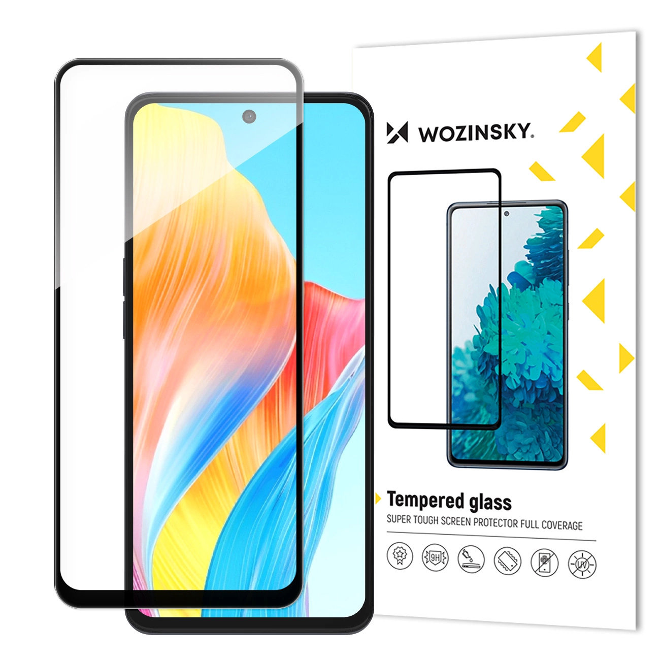 Durable Wozinsky Full Glue Full Screen Tempered Glass with Frame for Oppo A98 5G - Black