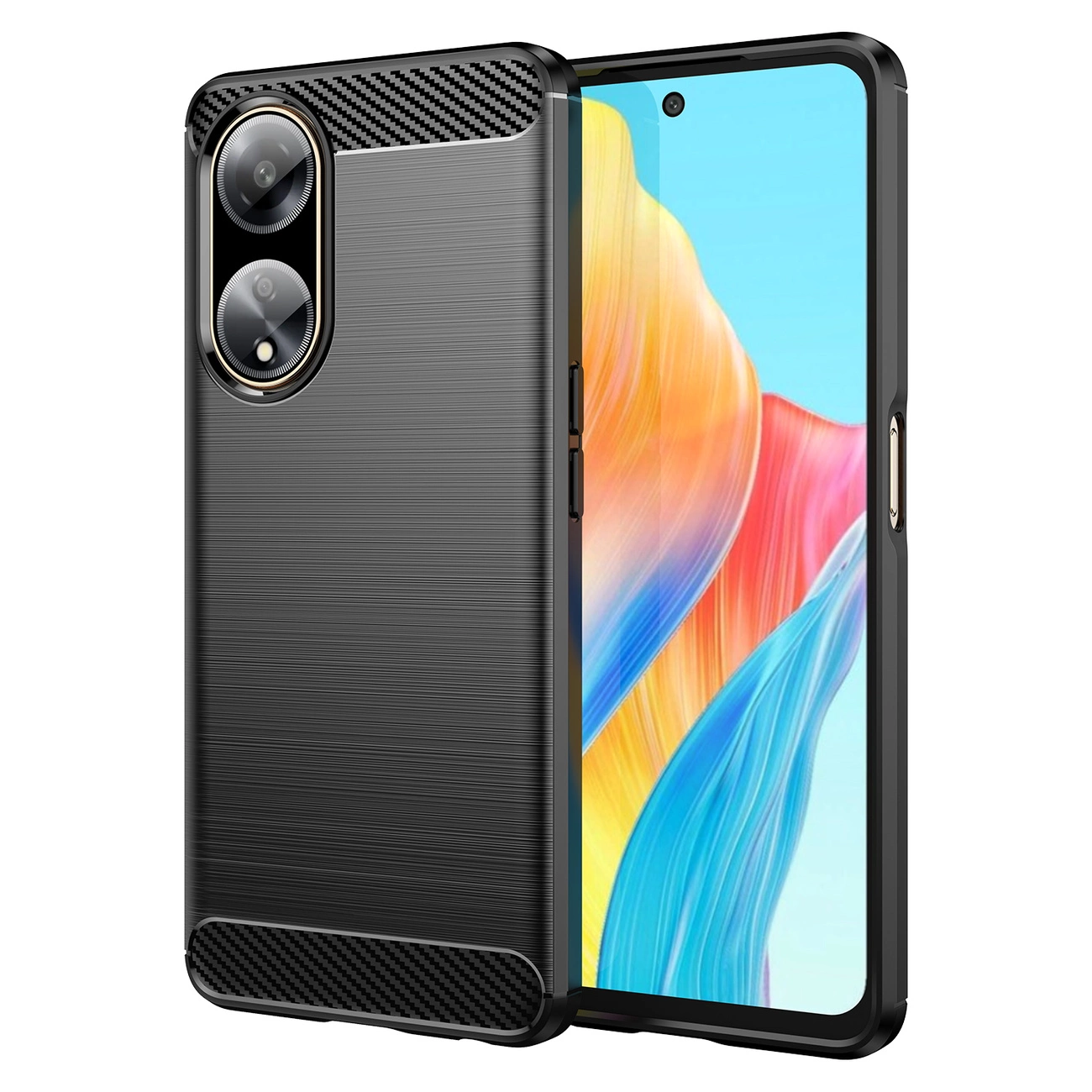 Flexible carbon pattern case for Oppo A98 5G Carbon Case - black