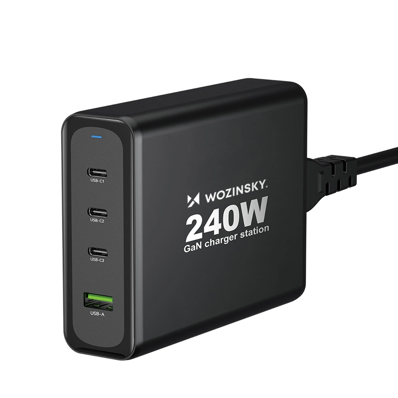 GaN Wozinsky WGCSB 240W USB-A / 3 x USB-C Wall Charger - Black