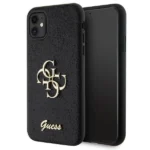 Guess GUHCN61HG4SGK case for iPhone 11 / Xr - black Glitter Script Big 4G