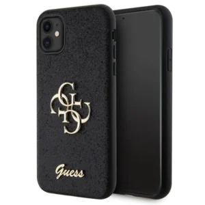 Guess GUHCN61HG4SGK case for iPhone 11 / Xr - black Glitter Script Big 4G