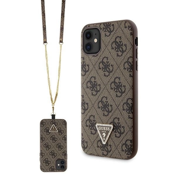 Guess GUHCN61P4TDSCPW Case for iPhone 11 / Xr - Brown Crossbody 4G Metal Logo