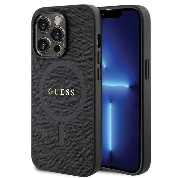 Guess GUHMP14LPSAHMCK case for iPhone 14 Pro - black Saffiano MagSafe