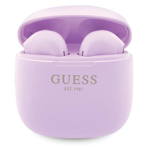 Guess GUTWST26PSU TWS Bluetooth headphones + docking station - purple Classic EST Logo