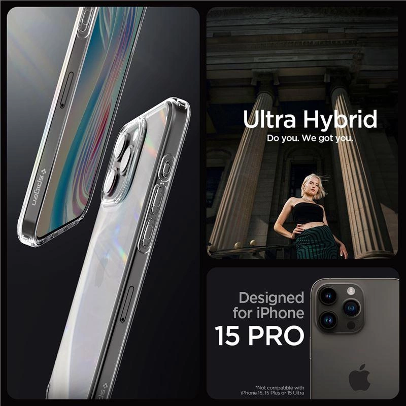 Spigen Crystal Hybrid iPhone 15 Pro Case - Clear