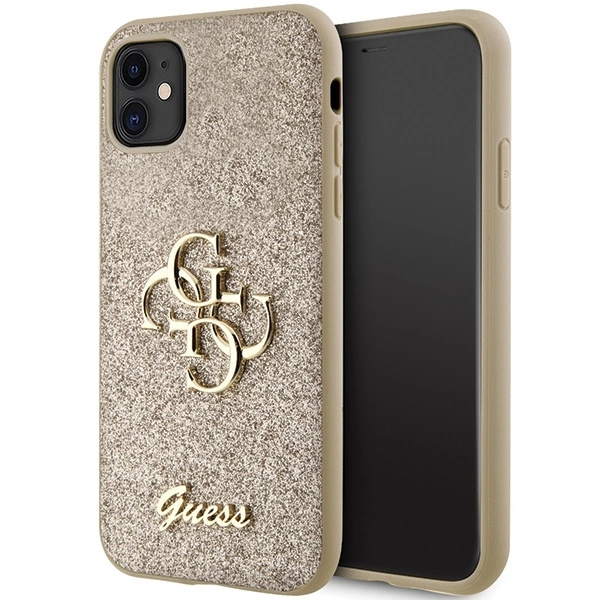 Guess GUHCN61HG4SGD case for iPhone 11 / Xr - gold Glitter Script Big 4G