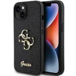 Guess Glitter Script Big 4G case for iPhone 15 Plus - black