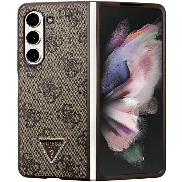 Guess Leather 4G Triangle Strass case for Samsung Galaxy Z Fold 5 - brown