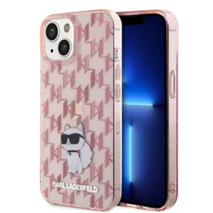 Karl Lagerfeld Monogram Choupette case for iPhone 15 - pink