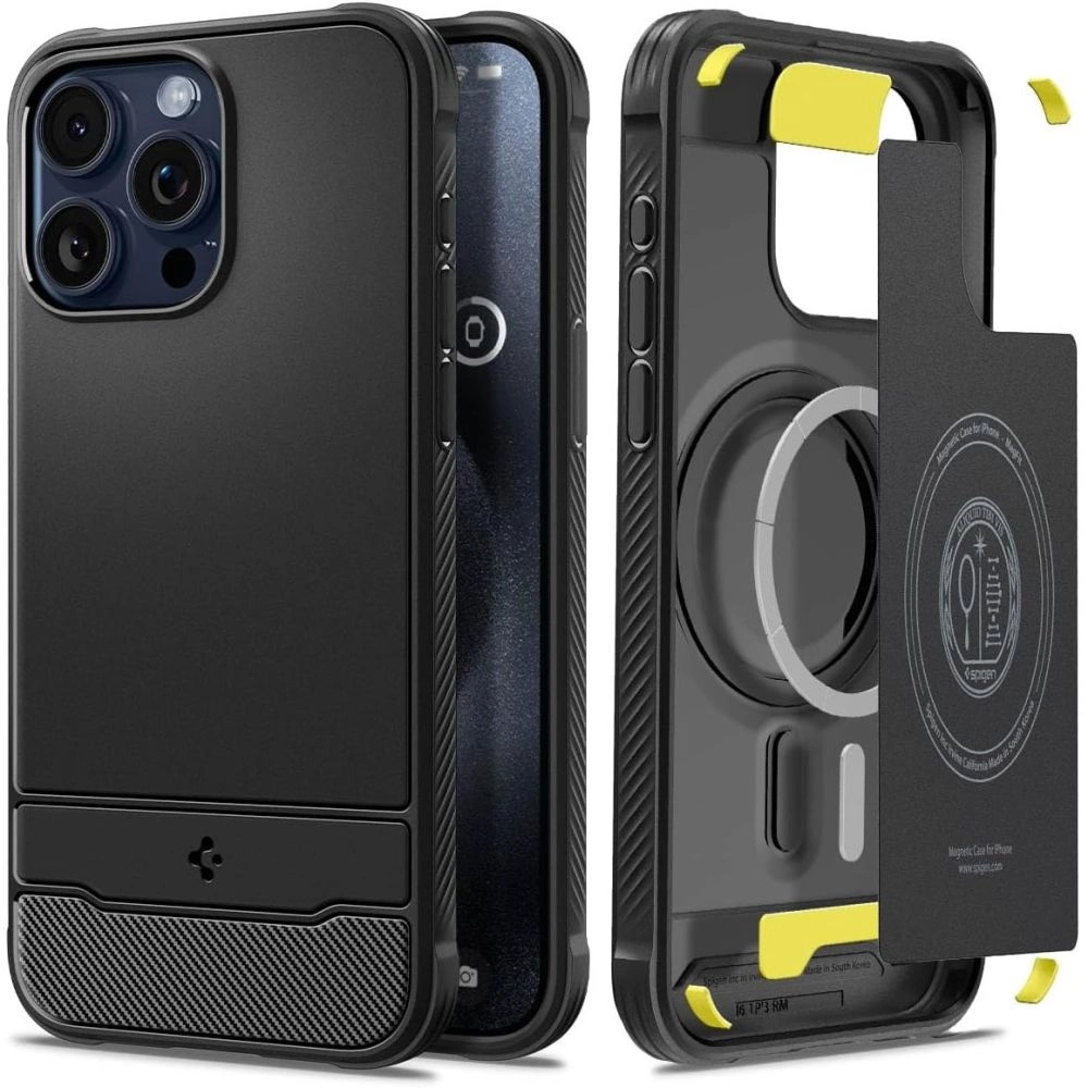 Spigen Rugged Armor Mag Case with MagSafe for iPhone 15 Pro - Matte Black