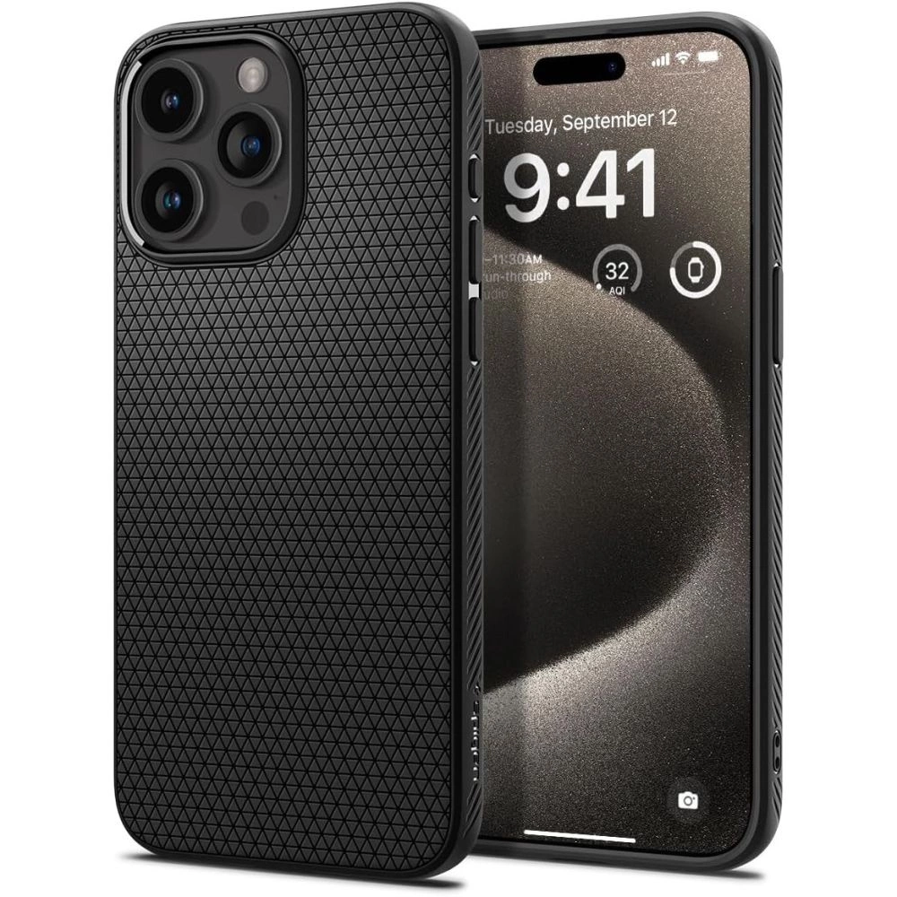 Spigen Liquid Air Case for iPhone 15 Pro Max - Matte Black