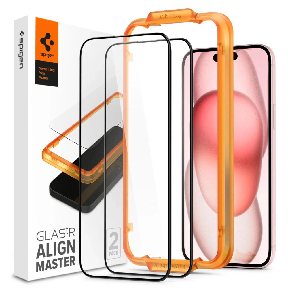 Spigen ALM Glass FC tempered glass for iPhone 15 Plus - black 2 pcs.