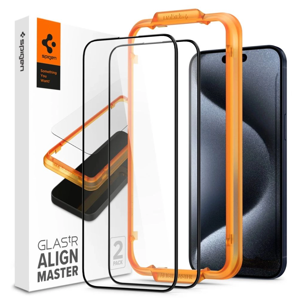 Spigen ALM Glass FC Tempered Glass for iPhone 15 Pro - Black 2 pcs.