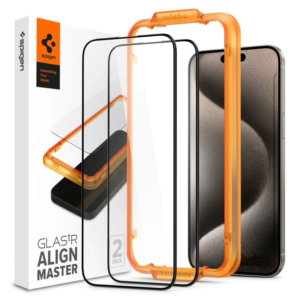 Spigen ALM Glass FC Tempered Glass for iPhone 15 Pro Max - Black 2 pcs.