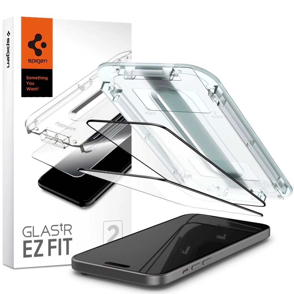 Spigen Glas.tR EZ Fit FC Tempered Glass for iPhone 15 Plus - Black 2 pcs.