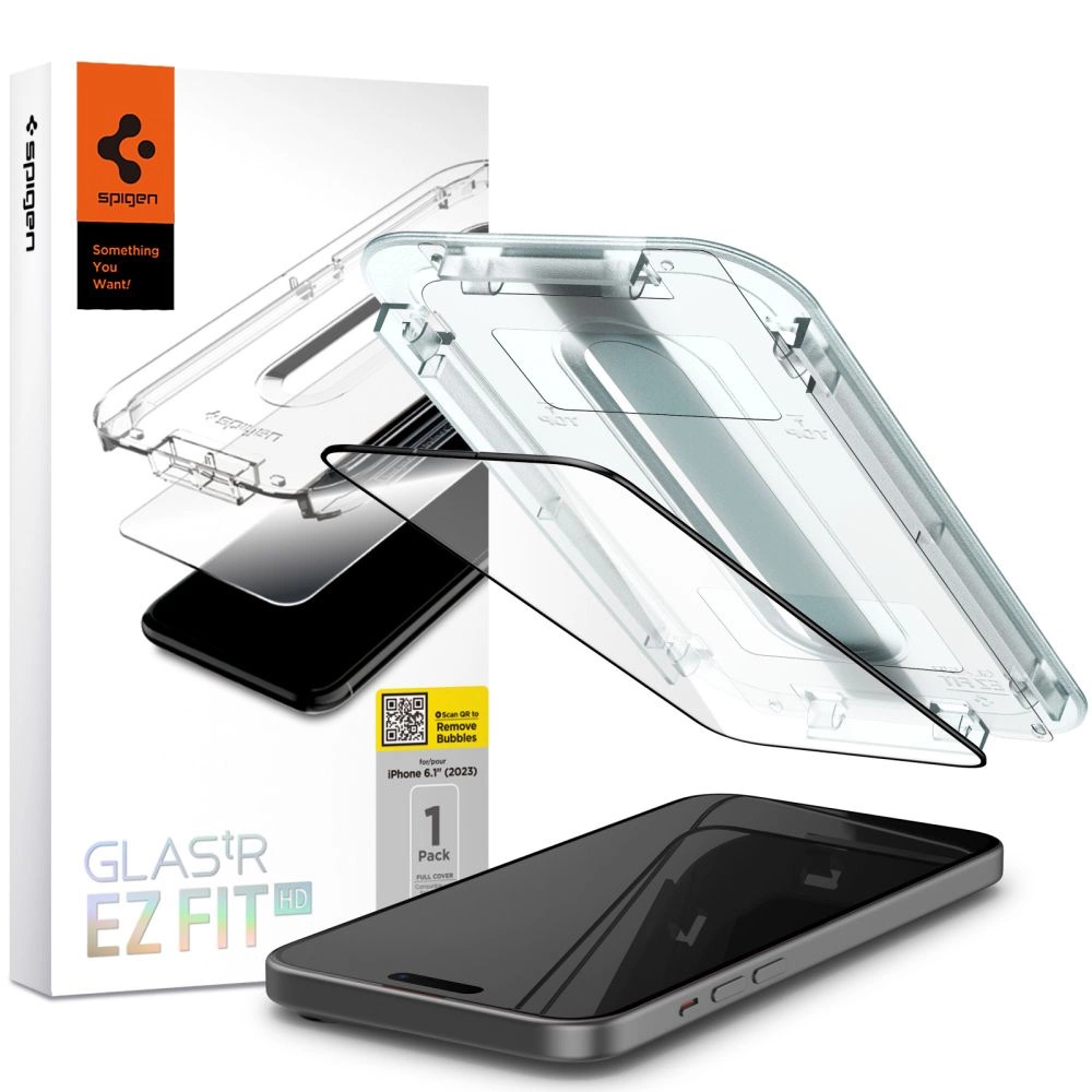 Spigen Glas.tR EZ Fit FC Tempered Glass for iPhone 15 - Black