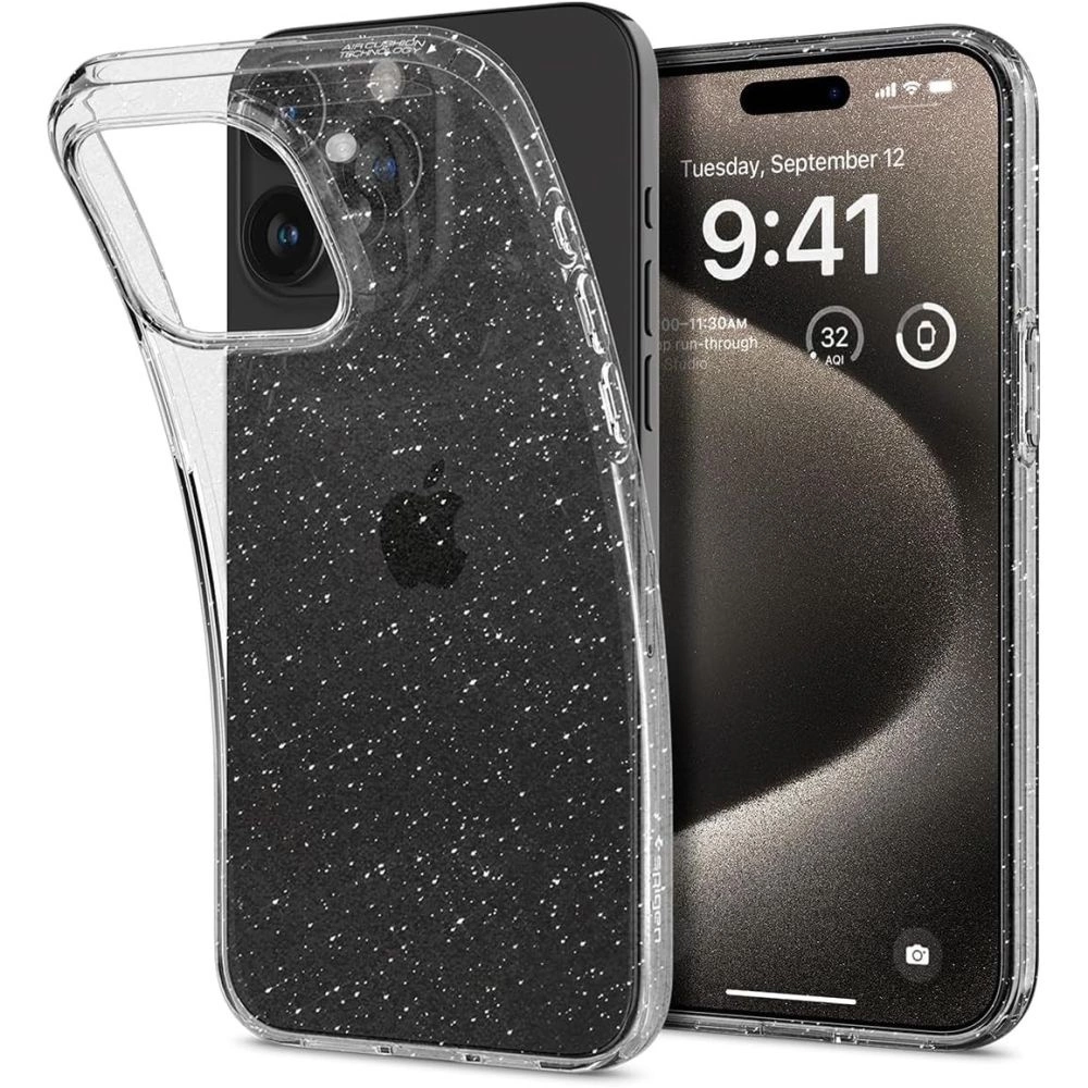 Spigen Liquid Crystal iPhone 15 Pro Max Case - Clear Glitter