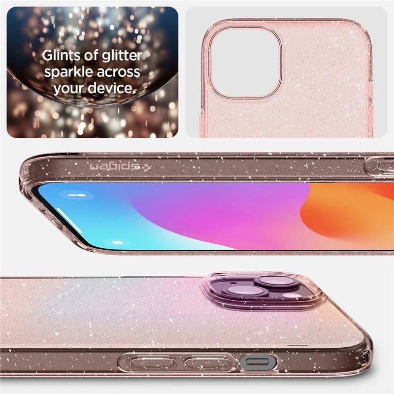 Spigen Liquid Crystal Glitter iPhone 15 Plus Case - Pink/Clear