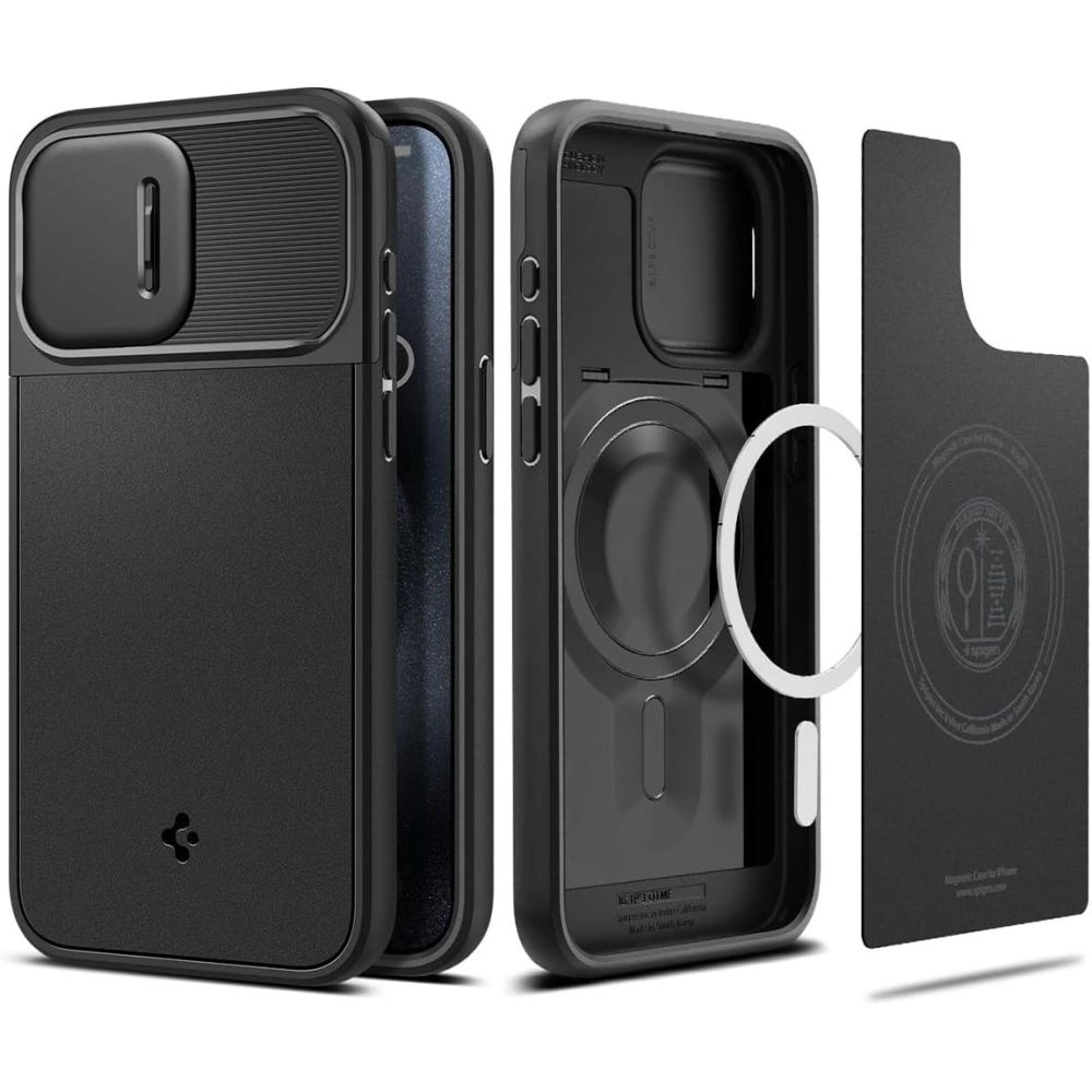 Spigen Optik Armor Mag Case with MagSafe for iPhone 15 Pro Max - Black