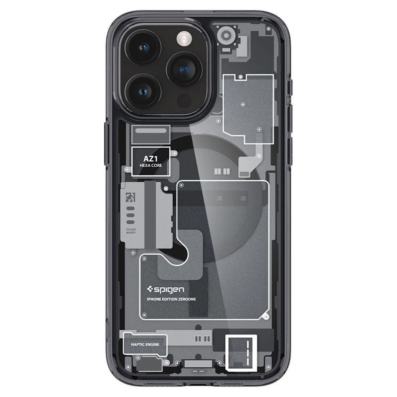 Spigen Ultra Hybrid Mag Case with MagSafe for iPhone 15 Pro Max - Dark Gray (Zero One Pattern)