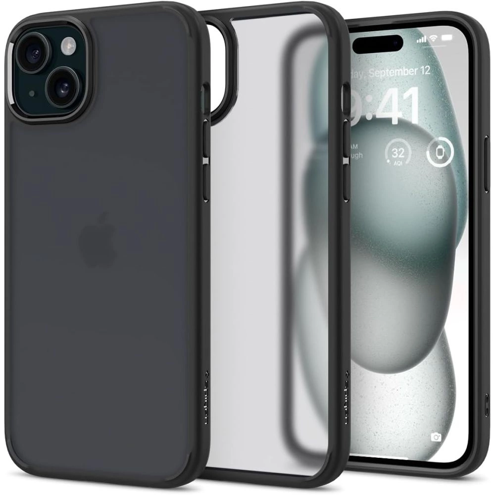 Spigen Ultra Hybrid iPhone 15 Case - Clear Black