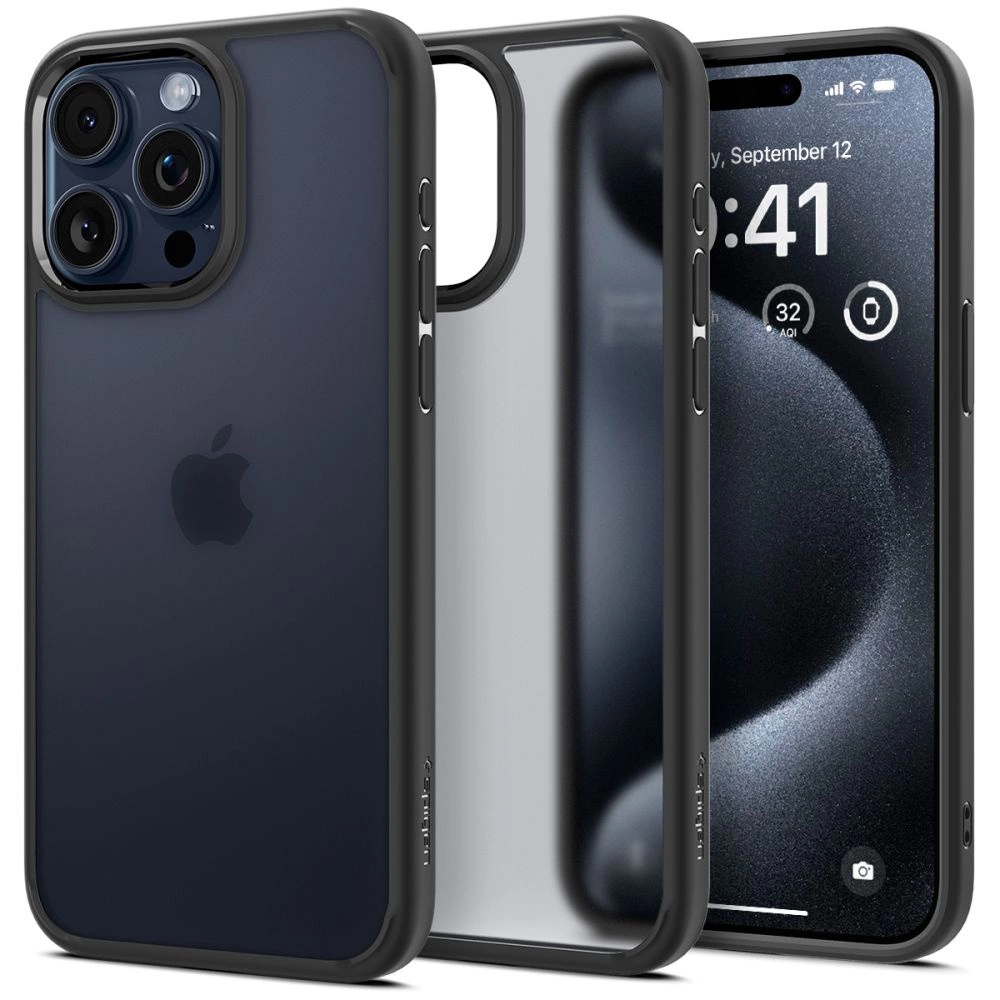 Spigen Ultra Hybrid iPhone 15 Pro Case - Clear Black