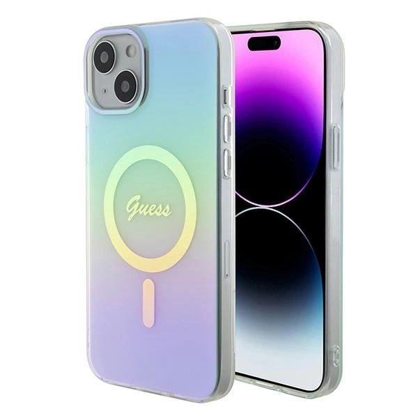 Guess GUHMP15MHITSQ iPhone 15 Plus 6.7" turquoise/turquoise hardcase IML Iridescent MagSafe