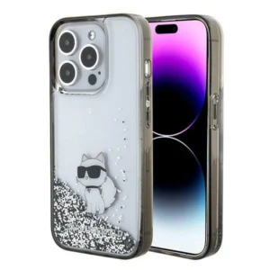 Karl Lagerfeld Liquid Glitter Choupette case for iPhone 15 Pro - transparent