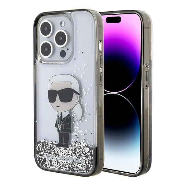 Karl Lagerfeld Liquid Glitter Ikonik case for iPhone 15 Pro - transparent