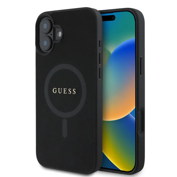 Guess - Saffiano Classic Logo MagSafe (GUHMP16MPSAHMCK) - iPhone 16 Plus - Black