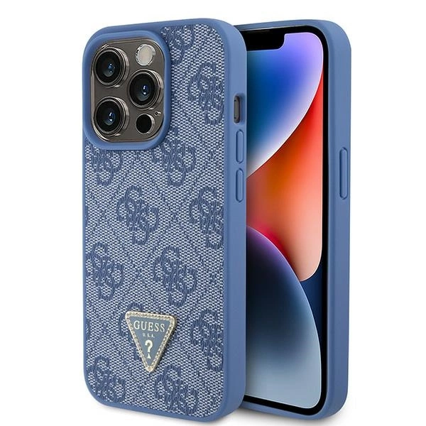 Guess GUHCP15LP4TDPB iPhone 15 Pro 6.1" blue/blue hardcase Leather 4G Triangle Strass