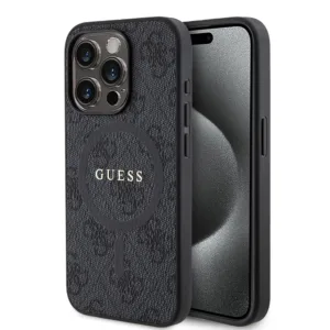 Guess - 4G Collection Leather MagSafe (GUHMP15LG4GFRK) - iPhone 15 Pro - Black