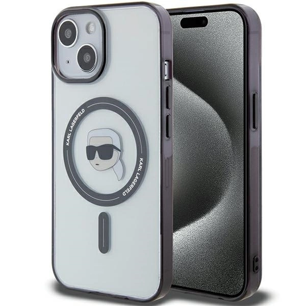 Karl Lagerfeld KLHMP15SHKHNOTK iPhone 15 6.1" transparent hardcase IML Karl`s Head MagSafe