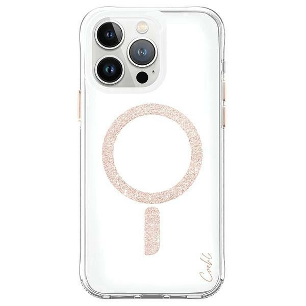 Uniq Coehl Glace Magnetic Charging case for iPhone 15 Pro Max - pink and gold