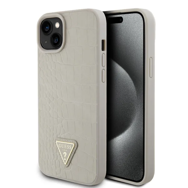 Guess - Croco Triangle Metal Logo (GUHCP15SPCRTHCD) - iPhone 15 / iPhone 14 / iPhone 13 - Gold