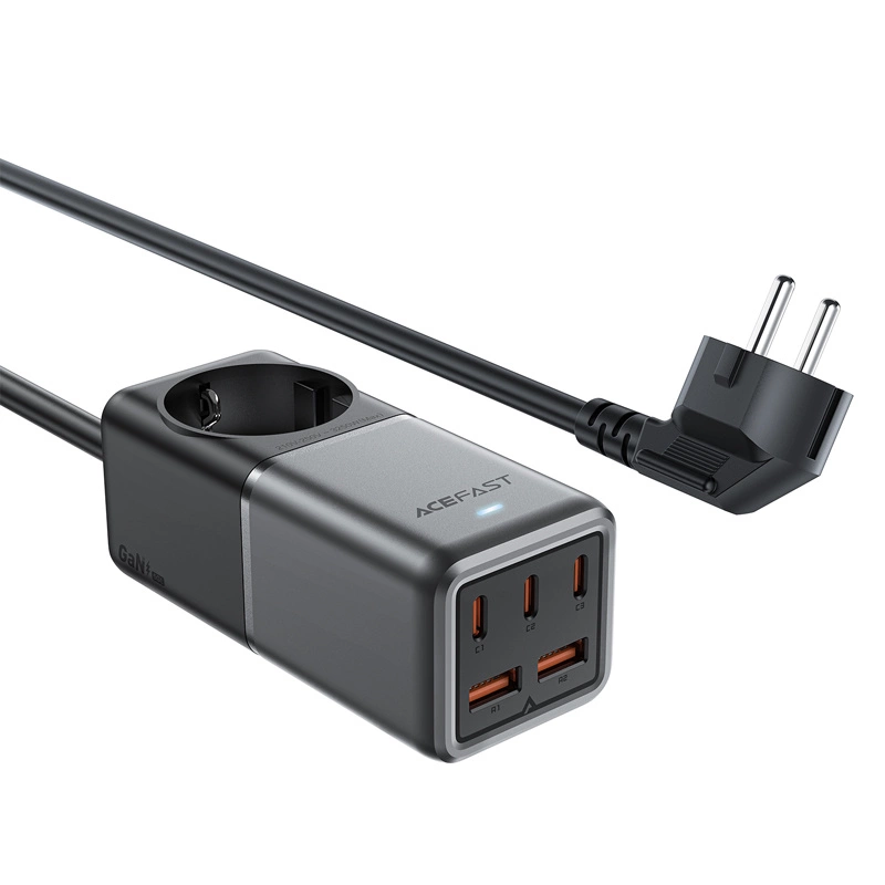 Acefast Z2 GaN 75W PD desktop charger 3x USB-C 2x USB-A - black and gray