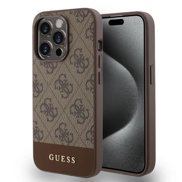 Guess - Hardcase 4G Stripe Collection (GUHCP15XG4GLBR) - iPhone 15 Pro Max - Brown