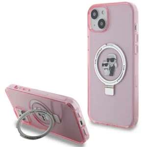 Karl Lagerfeld Ring Stand Karl&Choupette MagSafe case for iPhone 15 Plus - pink