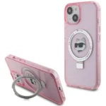 Karl Lagerfeld KLHMP15SHMRSCHP iPhone 15 6.1" pink/pink hardcase Ring Stand Choupette Head MagSafe