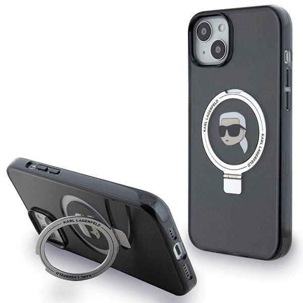 Karl Lagerfeld KLHMP15SHMRSKHK iPhone 15 6.1" black/black hardcase Ring Stand Karl Head MagSafe