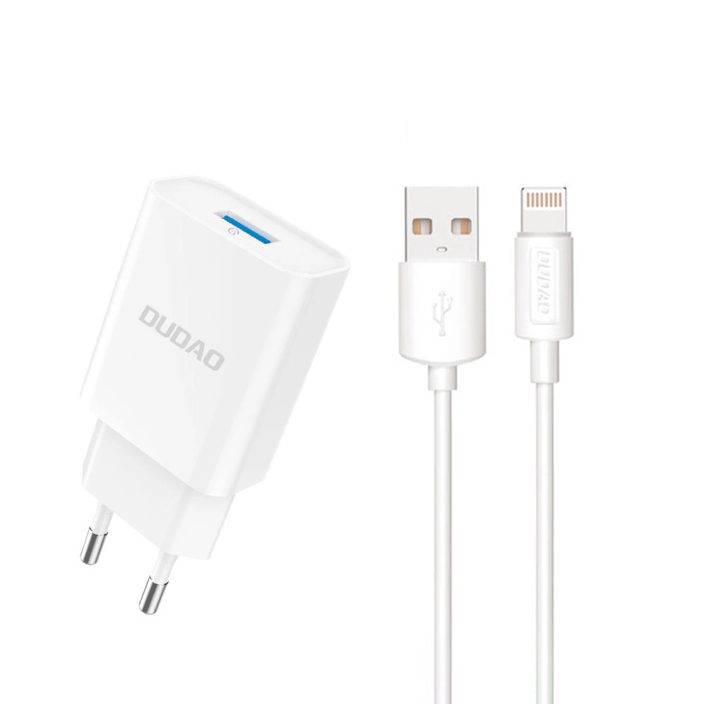 Dudao A4EU USB-A 2.1A wall charger - white + USB-A - Lightning cable