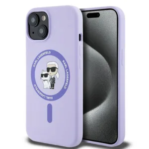 Karl Lagerfeld - Silicone Ring MagSafe (KLHMP15SSCMKCRHU) - iPhone 15 - Purple Karl&Choupette Heads