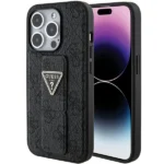 Guess Grip Stand 4G Triangle Strass case for iPhone 15 Pro - black