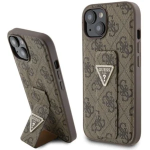 Guess Grip Stand 4G Triangle Strass case for iPhone 15 - brown