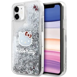 Hello Kitty Liquid Glitter Charms Kitty Head Case for iPhone 11 / Xr - Silver