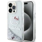 Hello Kitty Liquid Glitter Charms Kitty Head case for iPhone 14 Pro - silver